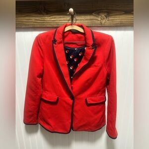 Boden Picardy Tipped Blazer Navy Trim Polka Dot lining 8R see pics for flaws